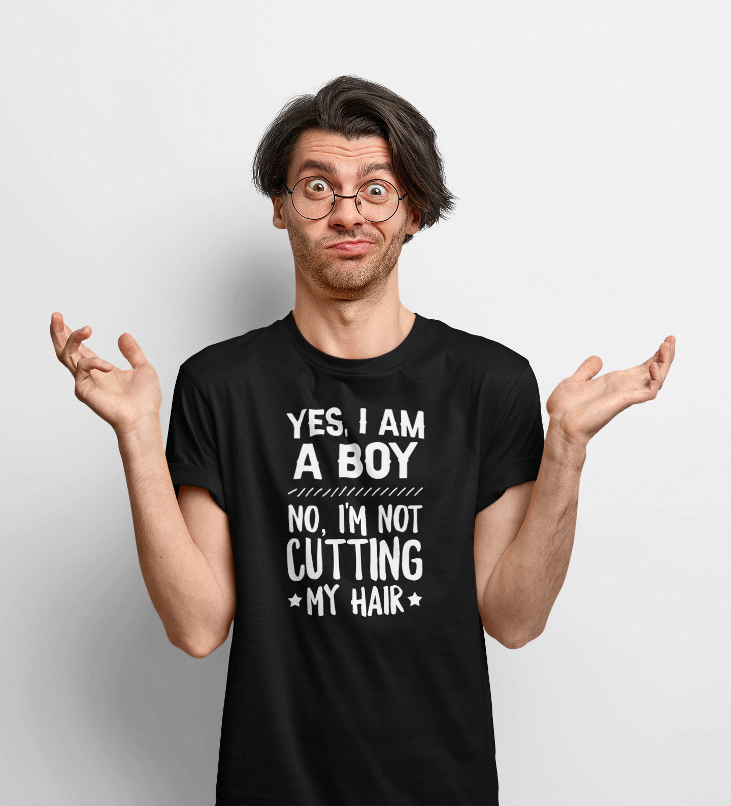 Yes, I Am A Boy. No, I'm Not Cutting My Hair Mens Long Hair T-Shirt Yes, I Am A Boy. No, I'm Not Cutting My Hair Mens Long Hair T-Shirt