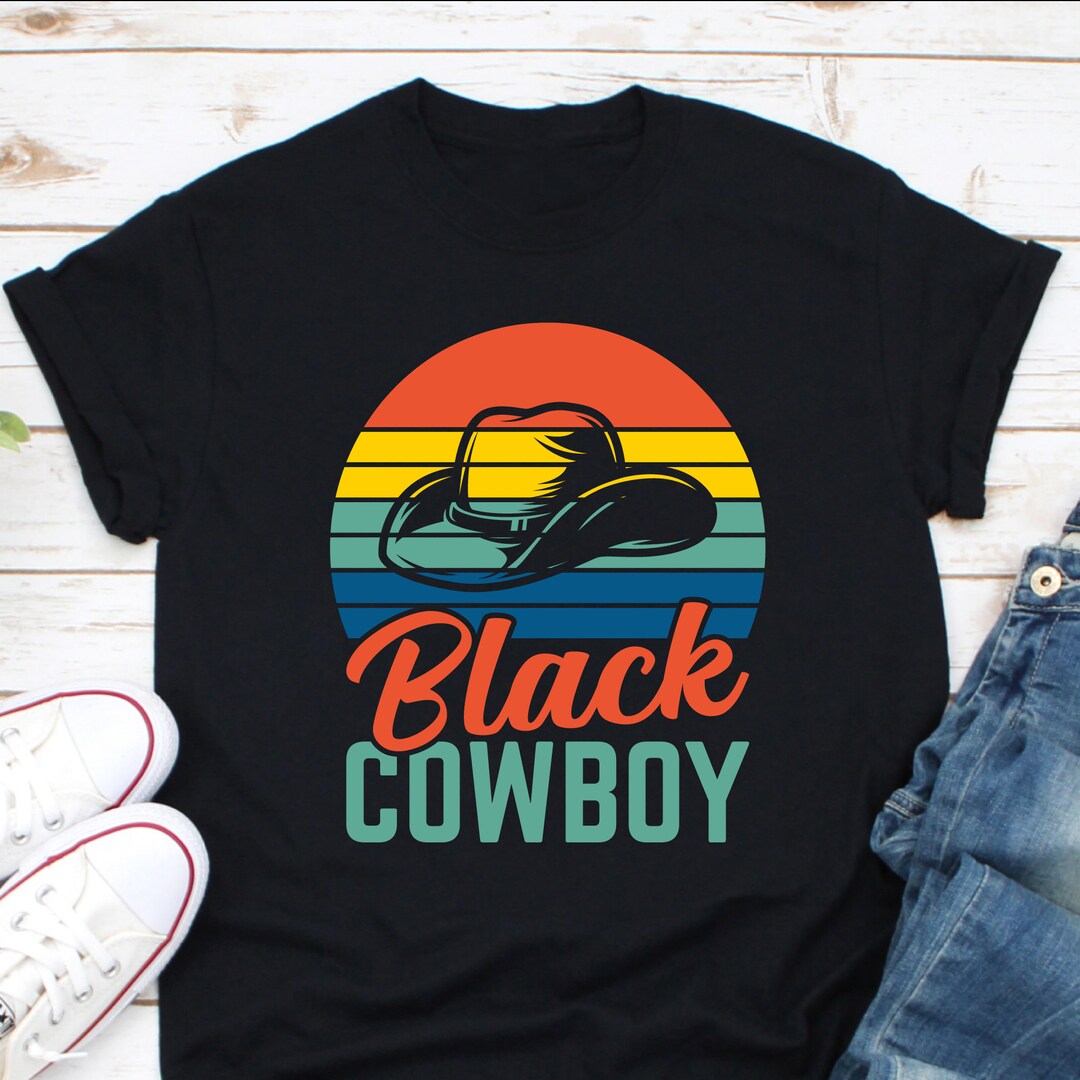 Vintage Black Cowboy Shirt Country Cowboy Gift Cowboy Hat Etsy