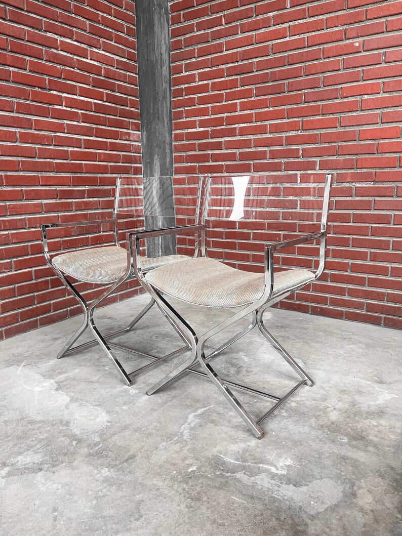 Vintage Chrome and Lucite Directors Chairs Etsy