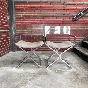 Vintage chrome and lucite directors chairs