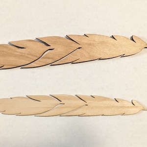 X - Large Laser cut Wood feathers with holes for ornaments and Crafts