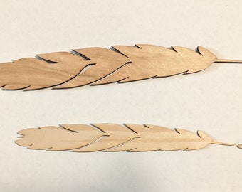 X - Large Laser cut Wood feathers with holes for ornaments and Crafts