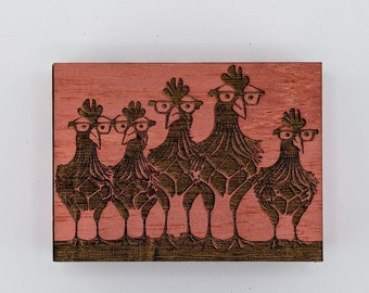 Chickens wearing glasses playing card box available in multiple sizes