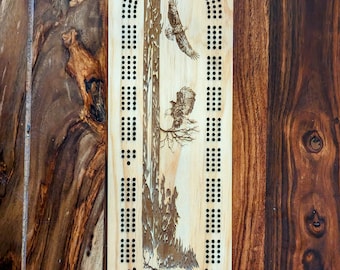 Bald Eagle 3 Track Cribbage Board - Laser engraved