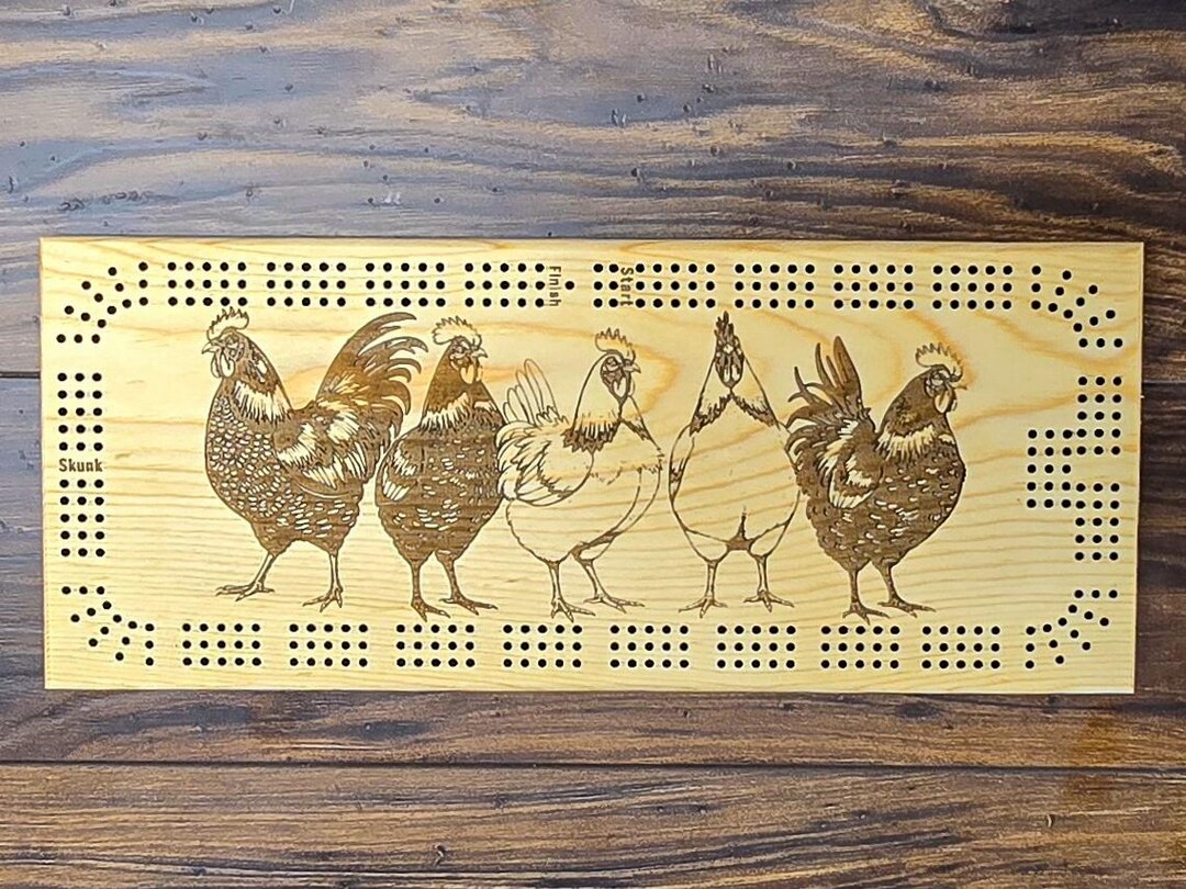 Chicken Board Line Chickens 3 Track Cribbage Board - Etsy