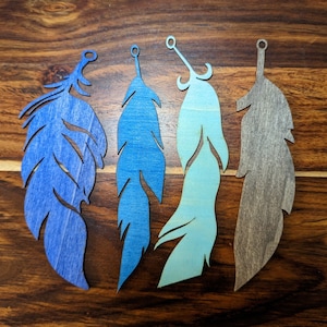 Large Laser cut Wood feathers with holes for ornaments and Crafts