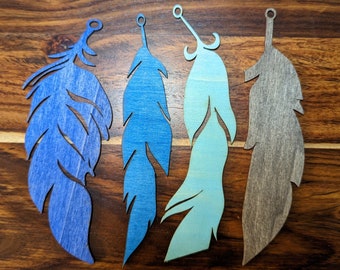 Large Laser cut Wood feathers with holes for ornaments and Crafts