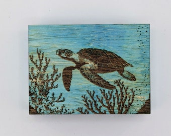 Sea turtle swimming in the ocean playing card box available in multiple sizes