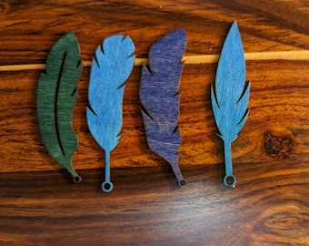 Small Laser cut Wood feathers with holes for ornaments and Crafts