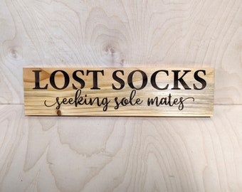 Lost Socks Seeking Sole Mates, recycled wood pallet sign