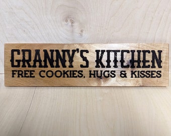 Granny's Kitchen, Free Cookies, Hugs & Kisses, recycled wood pallet sign