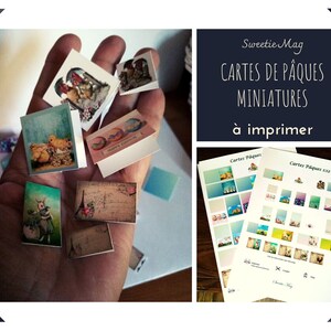 Cartes miniatures Pâques à imprimer. Cartes imprimables. PDF 2 tailles.