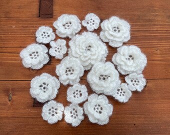 Set of crochet flowers applique, handmade flowers, crochet Irish roses