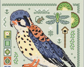 Kestrel Kiwi Cross Stitch PDF Chart