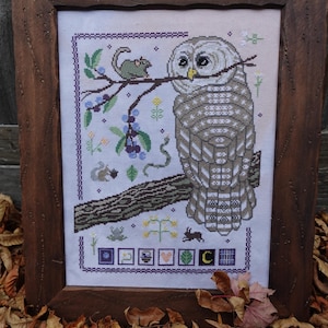 Barred Owl Blueberries Cross-Stitch PDF Chart