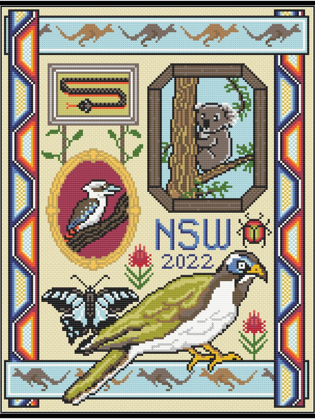 Australian Sampler Crossstitch Pattern PDF Etsy