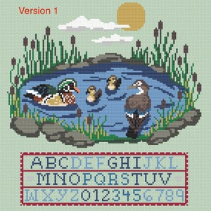 Wzór haftu krzyżykowego Wood Duck Sampler PDF (2 wersje)