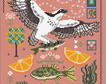 Osprey Oranges Cross-Stitch PDF Pattern