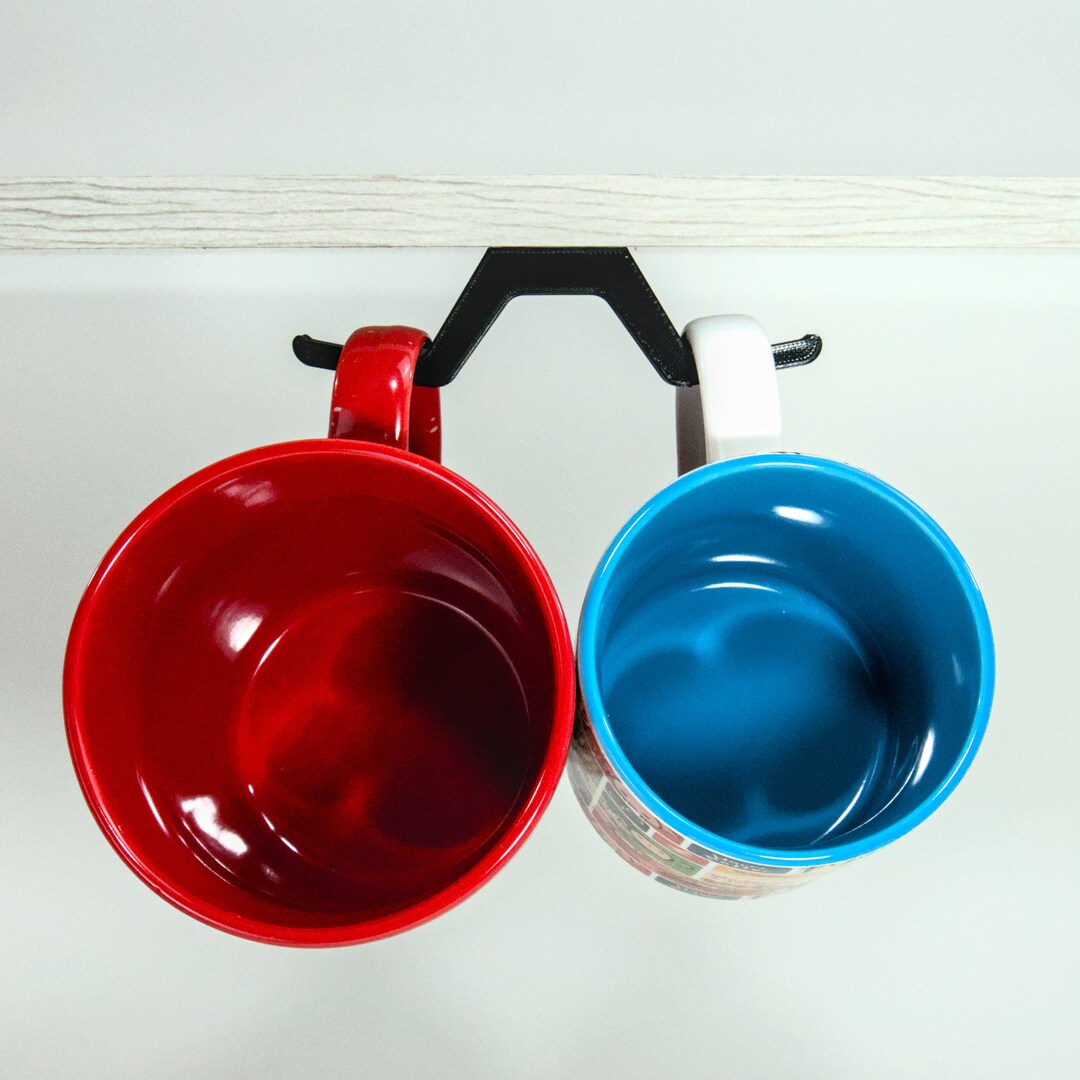 Modern Style Under the Shelf Coffee Cup Hook in Black With Included