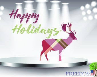 Happy Holidays Buck SVG PNG JPG dxf for sublimation Deer Hunting