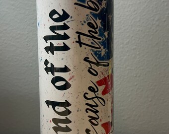 Handmade 20oz Stainless Steel Tumbler - Land of the Free Because of the Brave