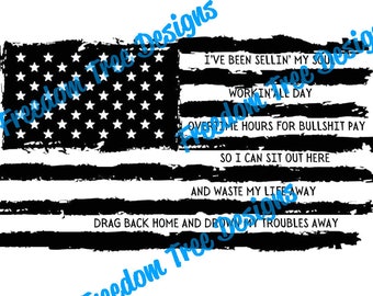 Oliver Anthony Bundle Been Selling My Soul Overtime Hours American Flag PNG