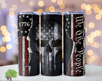 American Flag Ghost 1776 Patriotic 20oz Tumbler Design PNG JPG IMG jpeg wrap image