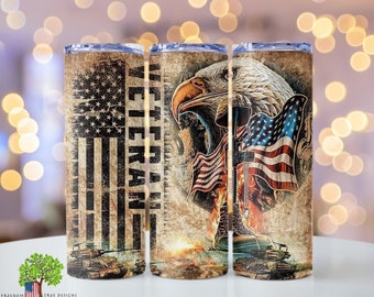 Grunge Veteran American Flag 1776 Patriotic 20oz Tumbler Design PNG JPG IMG jpeg wrap image