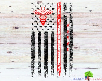 Nurse Flag Thin Red White Line SVG PNG DXF for sublimation Nurse Flag Thin Red White Line Heroes