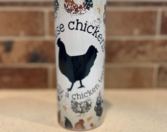 Custom Made 20oz Stainless Steel Tumbler I Raise Chickens Chicken Tender