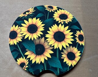 Sunflower Round Absorbent Ceramic Sandstone Car Coaster