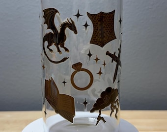 Dragon Fantasy Glass Tumbler | 16oz Libbey Iced Coffee Cup | BookTok Romantasy Drinkware | Dragon Rider Reader Gift | Fantasy Book Lover Cup