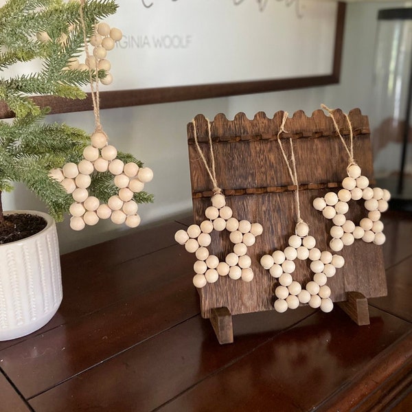 Wooden bead star ornaments