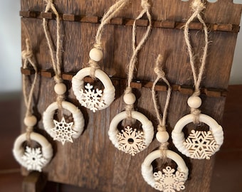 Wooden ring snowflake ornament
