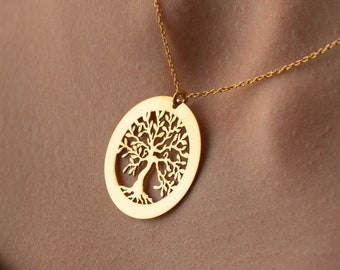 Tree of Life ketting, kleine natuur ketting, grootmoeder ketting, verjaardagscadeau, familie sieraden, kerstcadeau, cadeau voor moeder