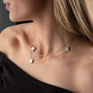 Van Cleef Pearl Tiffany ketting Parelmoer Tiffany Ketting Van Cleef Hanger Verjaardagscadeau Kerstcadeau Parel Sieraden afbeelding 4