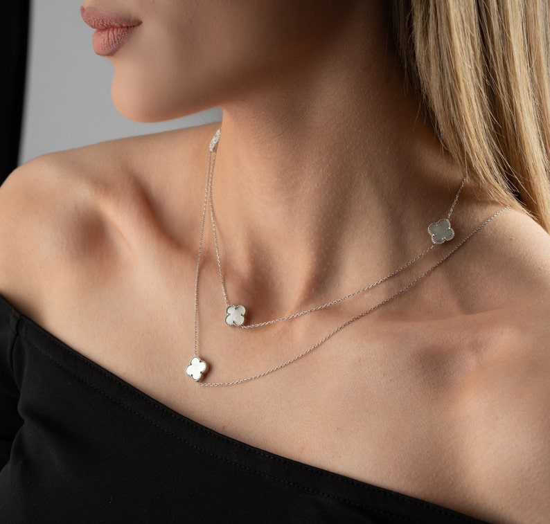 Van Cleef Pearl Tiffany ketting Parelmoer Tiffany Ketting Van Cleef Hanger Verjaardagscadeau Kerstcadeau Parel Sieraden afbeelding 2