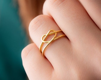 Handgemaakte hartvormige zilveren draad ring, sterling zilveren sierlijke ring voor haar, stapelbare minimalistische ring, sterling zilveren fijne sieraden