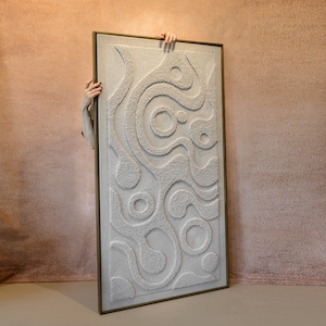 Extra Large Framed Textile Wall Art: Japandi Tapestry