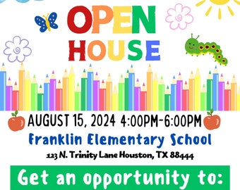 Open House Flyer School Fully Editable Customize in Canva