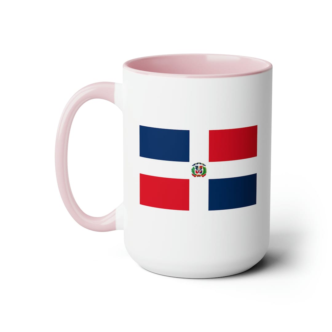 The Flag of DOMINICAN REPUBLIC Ceramic Mug, Twotone Coffee Mugs, 15oz