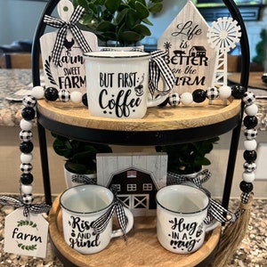 Farmhouse Tiered Tray Decor/Country Farmhouse/ Home Decor