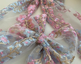 Beautiful Embroidered Bows and scrunchie set