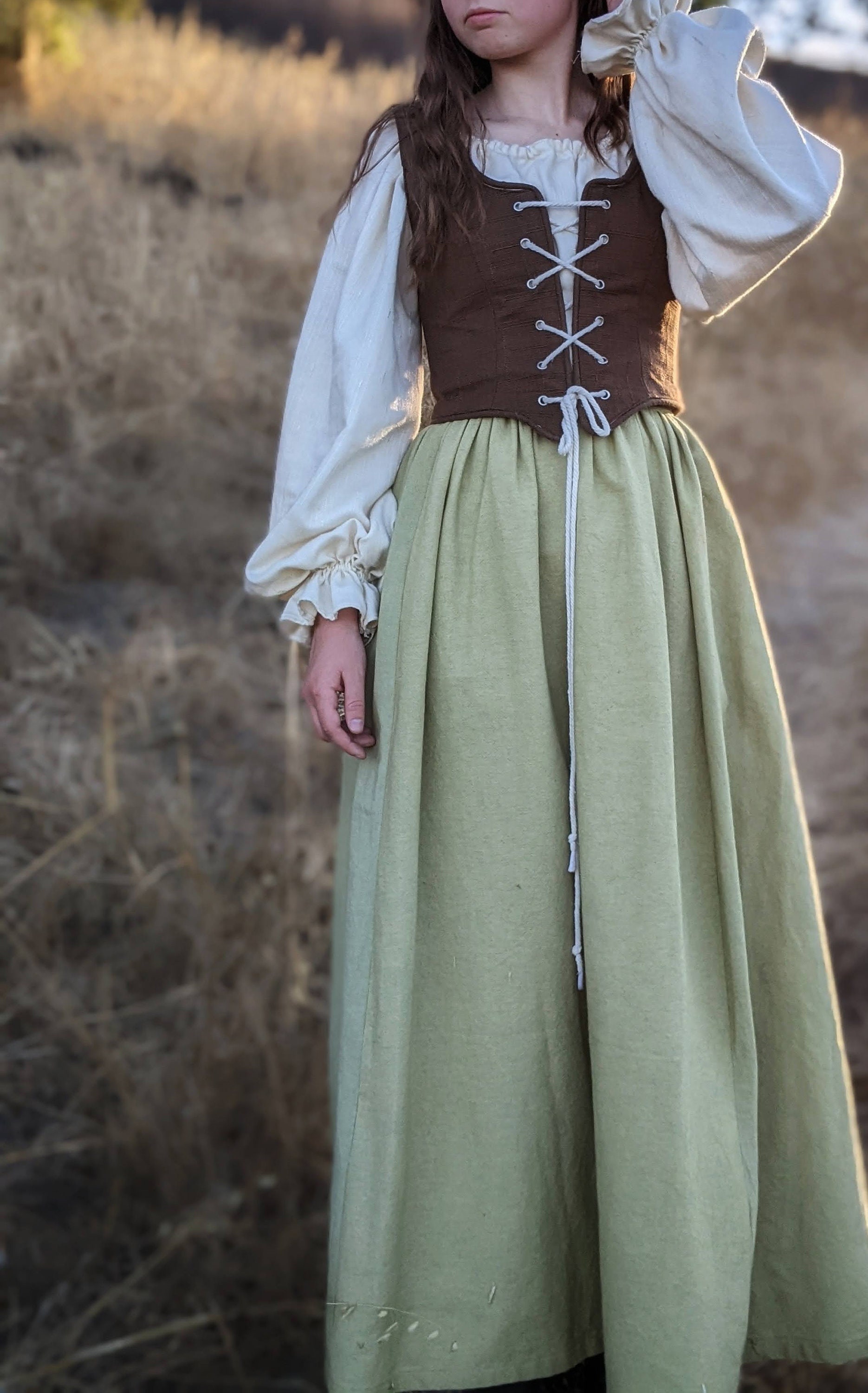 17th Century Linen Peasant Dress/custom-made/milk-maid Dress/corset ...