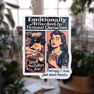 Fiktive Charaktere Aufkleber - Buchliebhaber Comic Aufkleber | Lustiges emotionales Lesergeschenk für Therapie-ausweichende Bücherwürmer