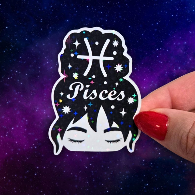 Sticker Vissen: vrouwelijke dierenriemsticker: hemelse gloed, emotionele intuïtie (cadeau astrologie minnaar, droomaccessoires) afbeelding 3
