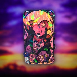 The Lovers – Sticker, Holographic Mystical Cat Vinyl, Floral Zodiac-Inspired Sticker, Celestial Decor for Cat Lovers & Journals, Halloween