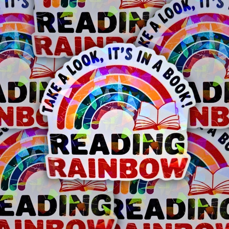 Pegatina Reading Rainbow - Cita nostálgica con encanto retro - Tema acogedor de lectura, regalo para amantes de los libros imagen 5