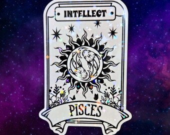 Sterrenbeeldsticker Vissen: hemelse koivis, tarotkaartstijl | Intuïtief cadeau, liefhebber van astrologie | Mystieke sticker