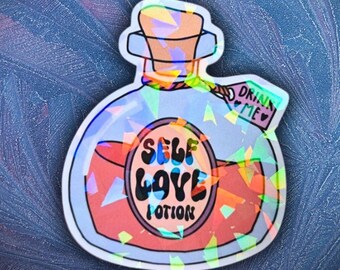 Self Love Potion Holographic Sticker: Spiritual Awakening - Divine Timing, Manifest Your Dreams Affirmation Gift
